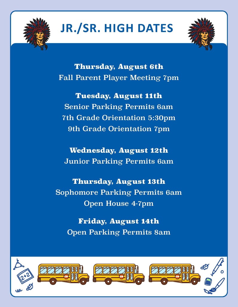 graphic image of jr/sr high back to school dates