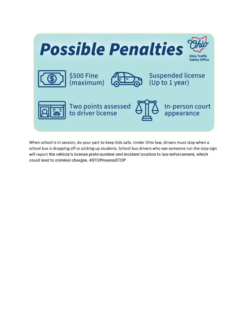 graphic image of stop means stop for school buses and possible penalties