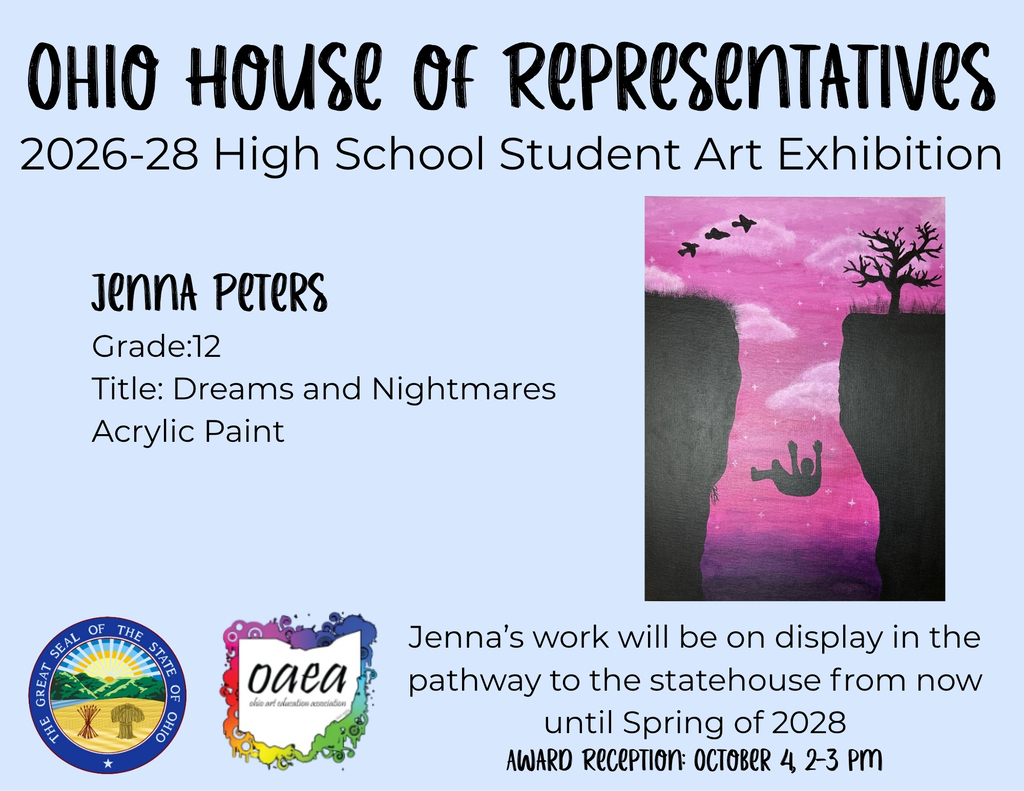 graphic image of high school student art exhibition winner, jenna peters