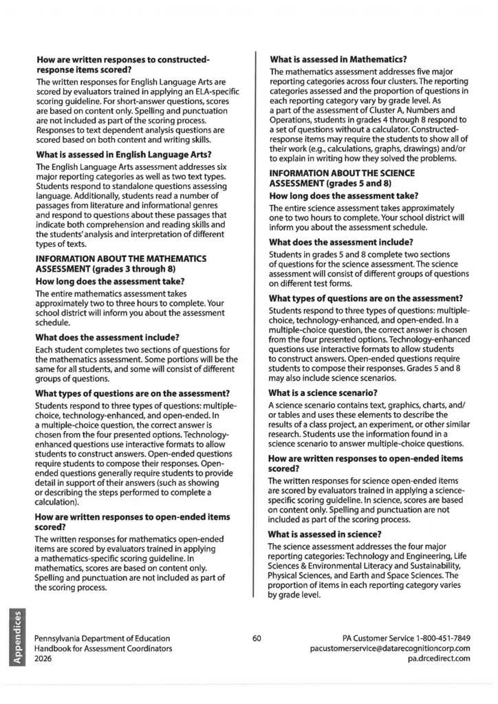 Frequently asked questions regarding the PSSAs 2nd page.