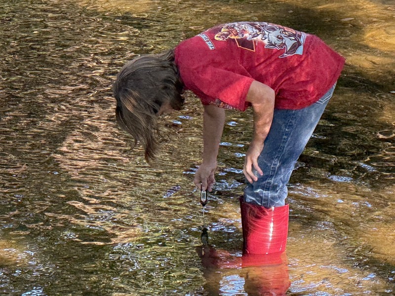 Middle school students exploring creek at Albion Boro Park