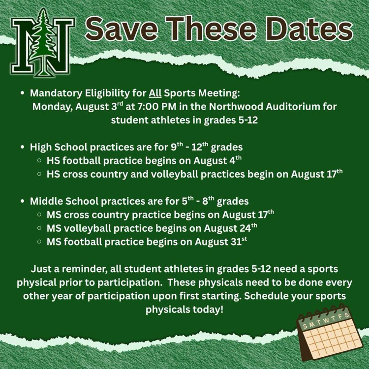 Athletics Reminder 2026