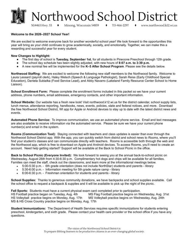 Back to School Letter Page 1