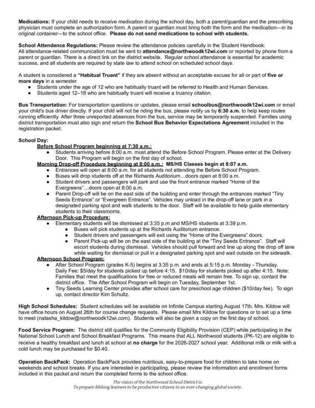 Back to School Letter Page 2