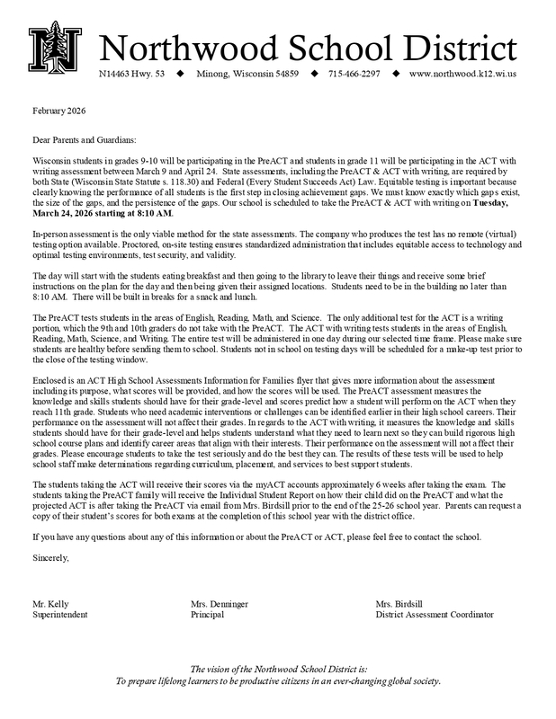 PreACT ACT Parent Letter 2026