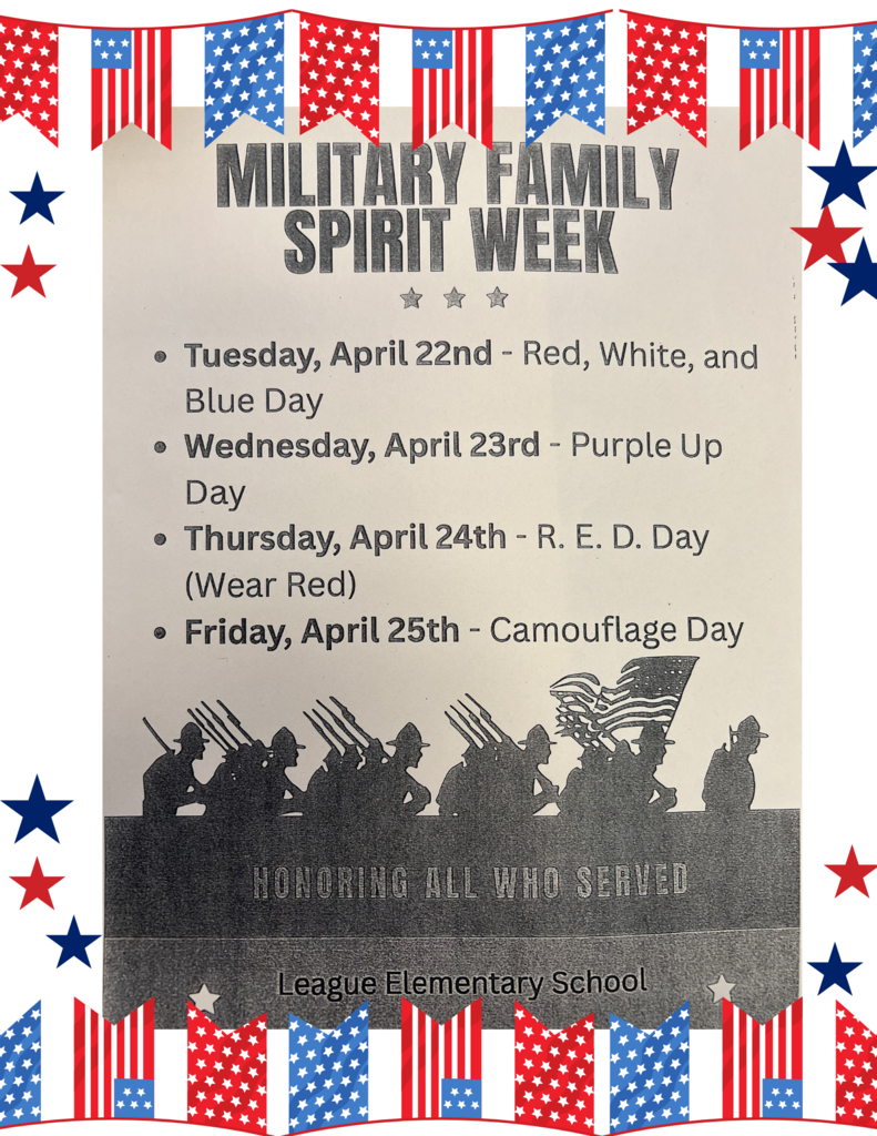 military family spirit week for League Elementary