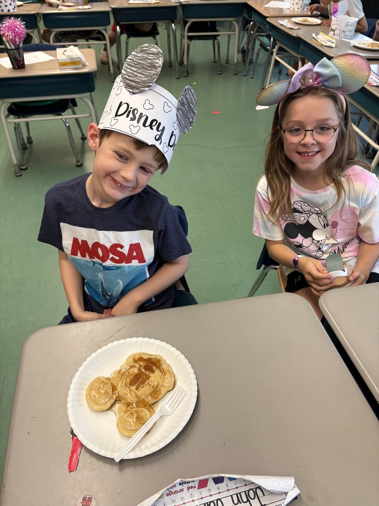 kids with mickey mouse waffles