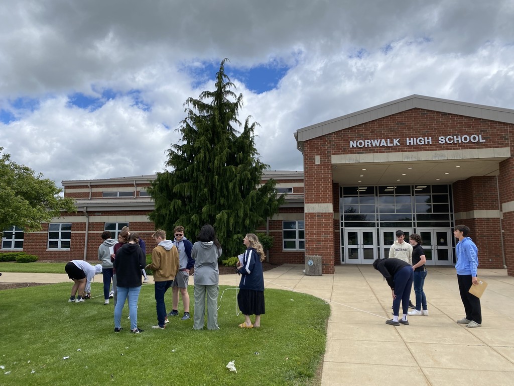 Mrs. Kaple's Honors Geometry class got outside today to measure objects using angle of elevations and trigonometry. 