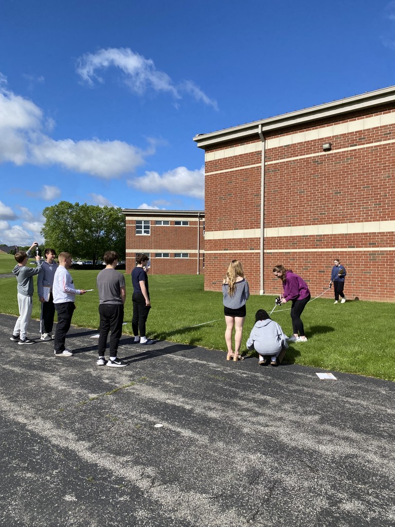 Mrs. Kaple's Honors Geometry class got outside today to measure objects using angle of elevations and trigonometry. 