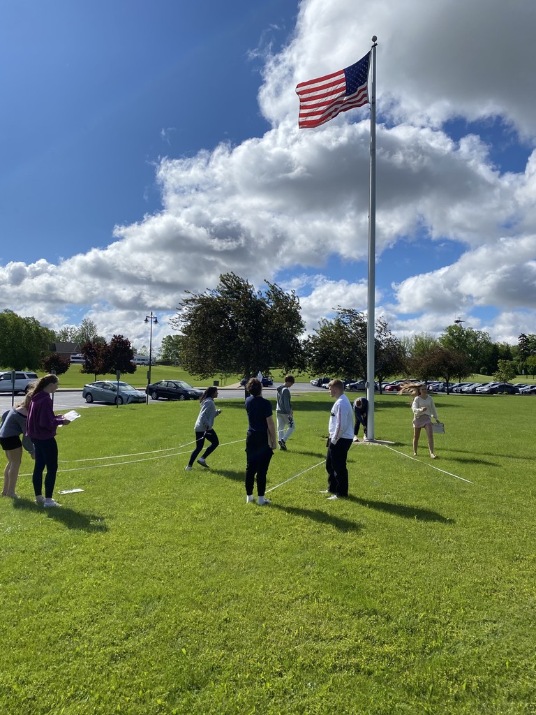 Mrs. Kaple's Honors Geometry class got outside today to measure objects using angle of elevations and trigonometry. 