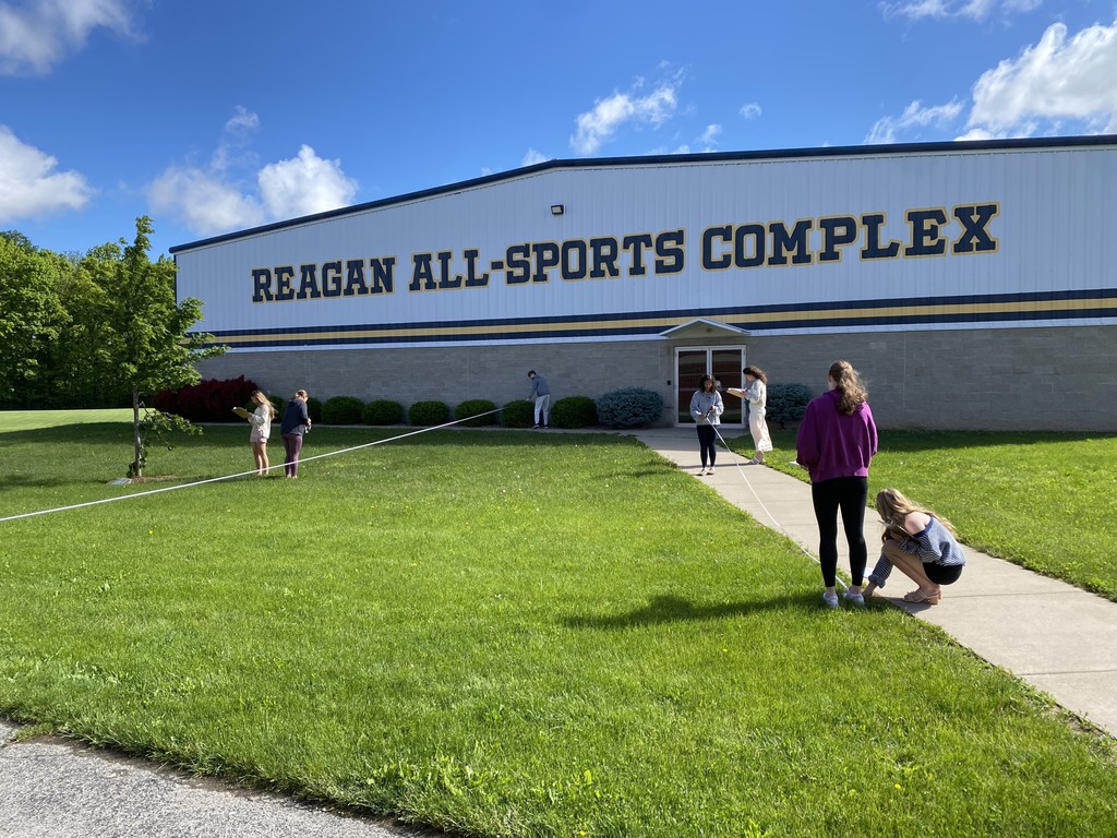 Mrs. Kaple's Honors Geometry class got outside today to measure objects using angle of elevations and trigonometry. 