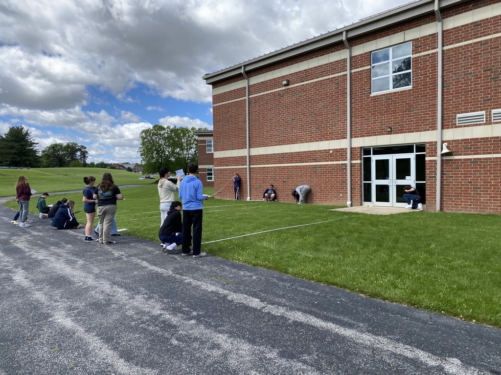 Mrs. Kaple's Honors Geometry class got outside today to measure objects using angle of elevations and trigonometry. 