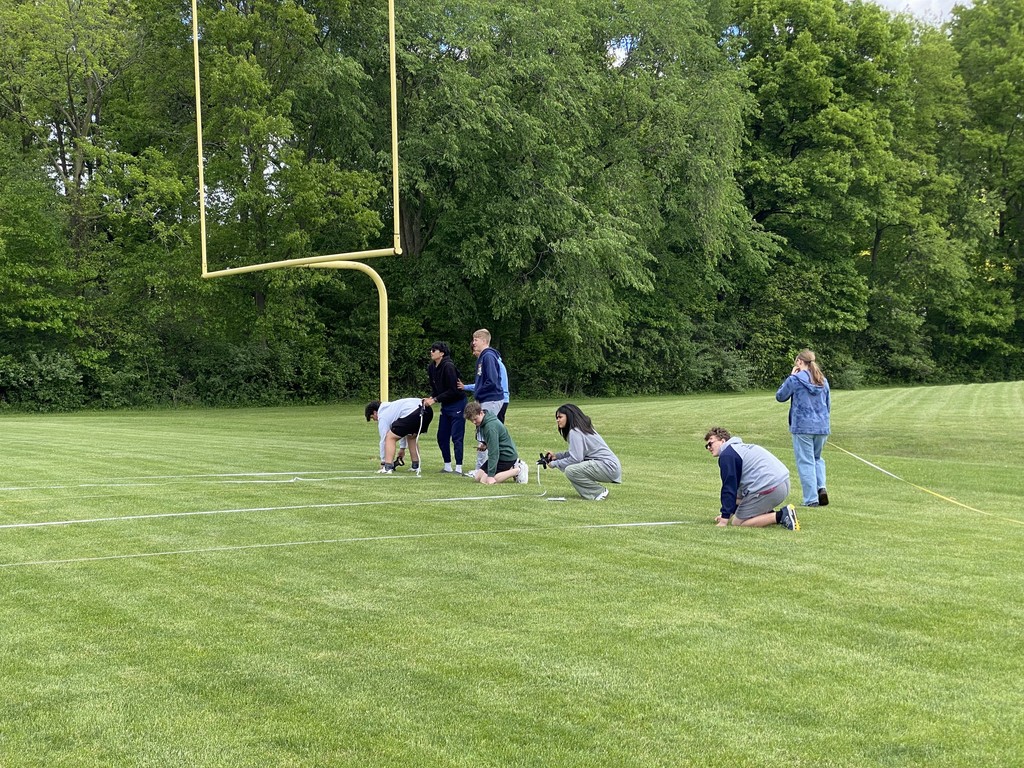 Mrs. Kaple's Honors Geometry class got outside today to measure objects using angle of elevations and trigonometry. 