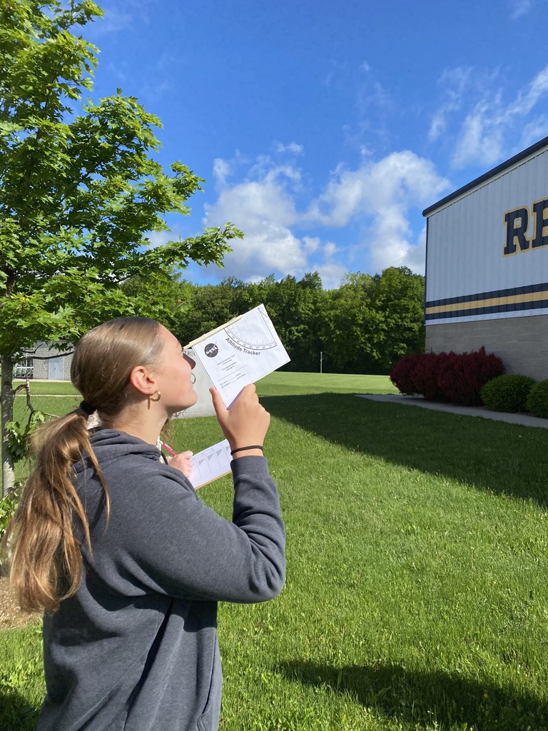 Mrs. Kaple's Honors Geometry class got outside today to measure objects using angle of elevations and trigonometry. 
