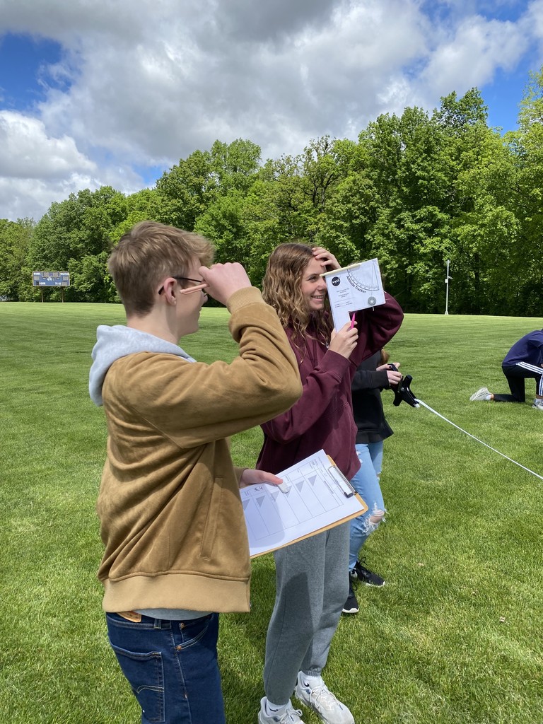 Mrs. Kaple's Honors Geometry class got outside today to measure objects using angle of elevations and trigonometry. 