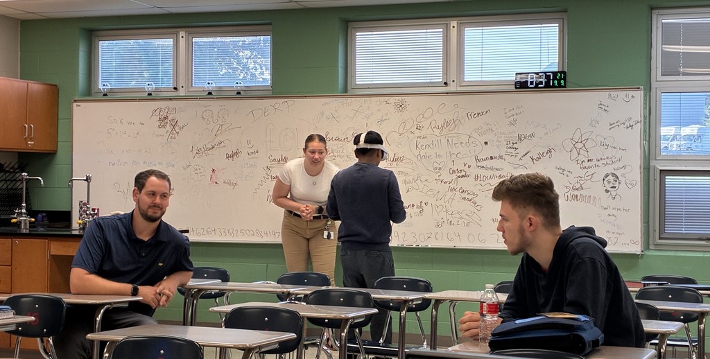 Huron County Jobs and Family Services working with Mr. Whaley's Career Readiness class with VR career explorations.