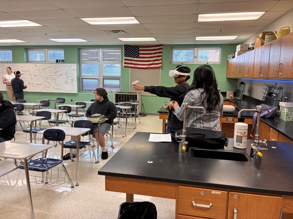 Huron County Jobs and Family Services working with Mr. Whaley's Career Readiness class with VR career explorations.