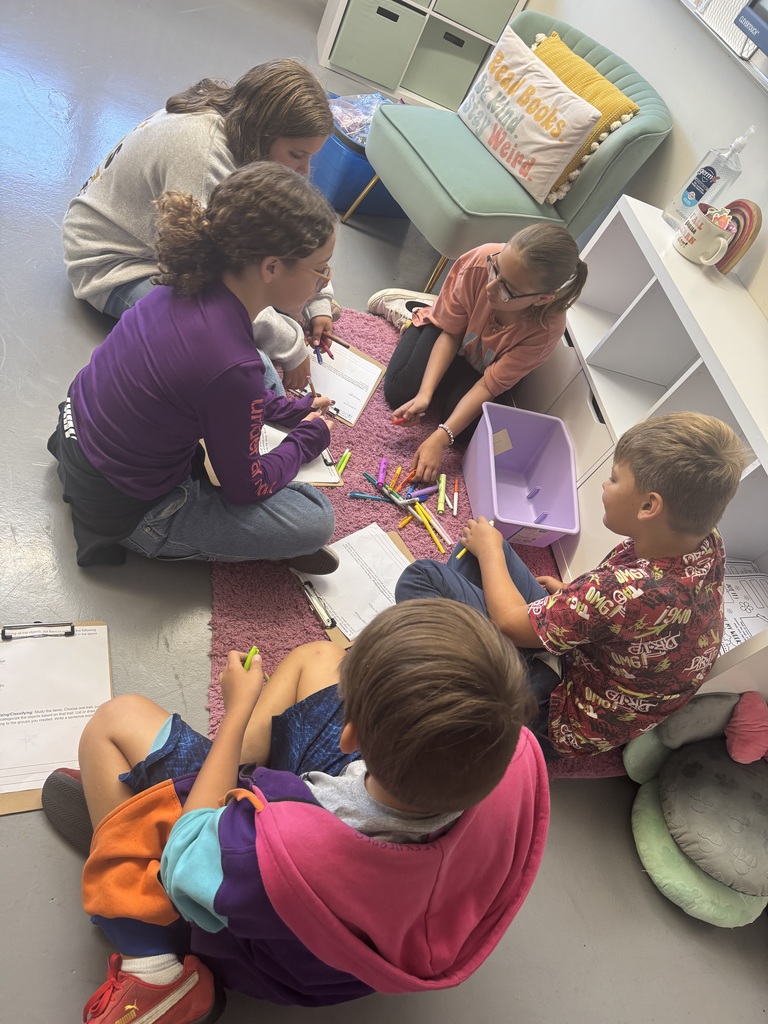 “Students in Mrs. Valentine’s science classes practiced using inquiry skills during a hands-on group activity. The skills they practiced were: observing, communicating, classifying, ordering, and comparing. They worked together to become super scientists!”