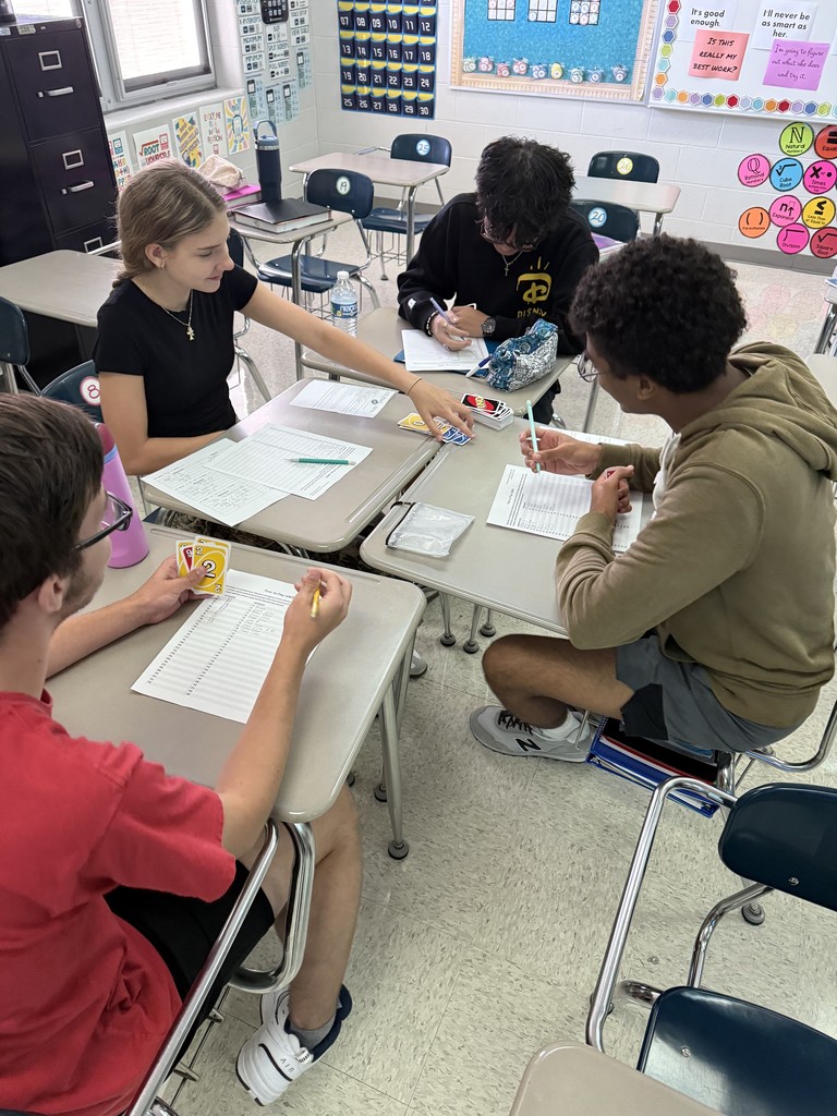 Today in Mrs. Kaple's Honors Geometry the students played UNO to get ready for Geometric Proofs. UNO is used to introduce proofs because it leverages a familiar game to teach abstract concepts by modeling them as a step-by-step puzzle with clear rules. Students can connect to the concept of a proof through the act of playing UNO cards to get from a "given" card to a "prove" card. The rules of UNO serve as the "postulates" or "reasons" for each step (card) in the sequence, helping students understand deductive reasoning and the logical justification required for a formal proof in a hands-on, engaging way.