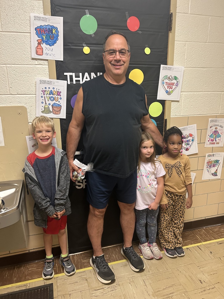 Thursday October 2 was national custodian day. Maplehurst Elementary recognized Eric Lieber, Mike Mariani and Mike King for all of their hard work and dedication to keep our school clean. Thank you for all you do. Pictured with Eric in the cafeteria are kindergarten students Hunter Colvin-Adams and Emersyn Schultz, pictured with Mike Mariani are kindergarten students Eli Stewart, Kennedy Rhineberger and Londyn Morris.