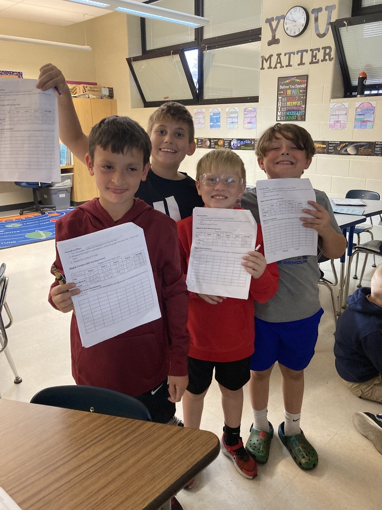 Check out these 5th Grade Blue Squad Scientists. Students chose what they would like to test while practicing the steps of the scientific method.