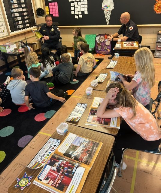Mrs. Cannon's 1st grade students at Maplehurst Elementary School spent the week learning about community helpers and even created their own cardbox box community buildings! A big thank you to our special visitors who brought their learning to life:  Mike Conney - Huron County Sheriff's Office Kristin Sabbato - Fisher Titus Registered Nurse Nick Shullick - Norwalk Sanitation Department  Dan Strayer and Kevin McGraw - Norwalk Fire Department Michelle Mancuso - Huron County Humane Society   Our students loved learning how these community helpers keep Norwalk safe, clean, and cared for! 