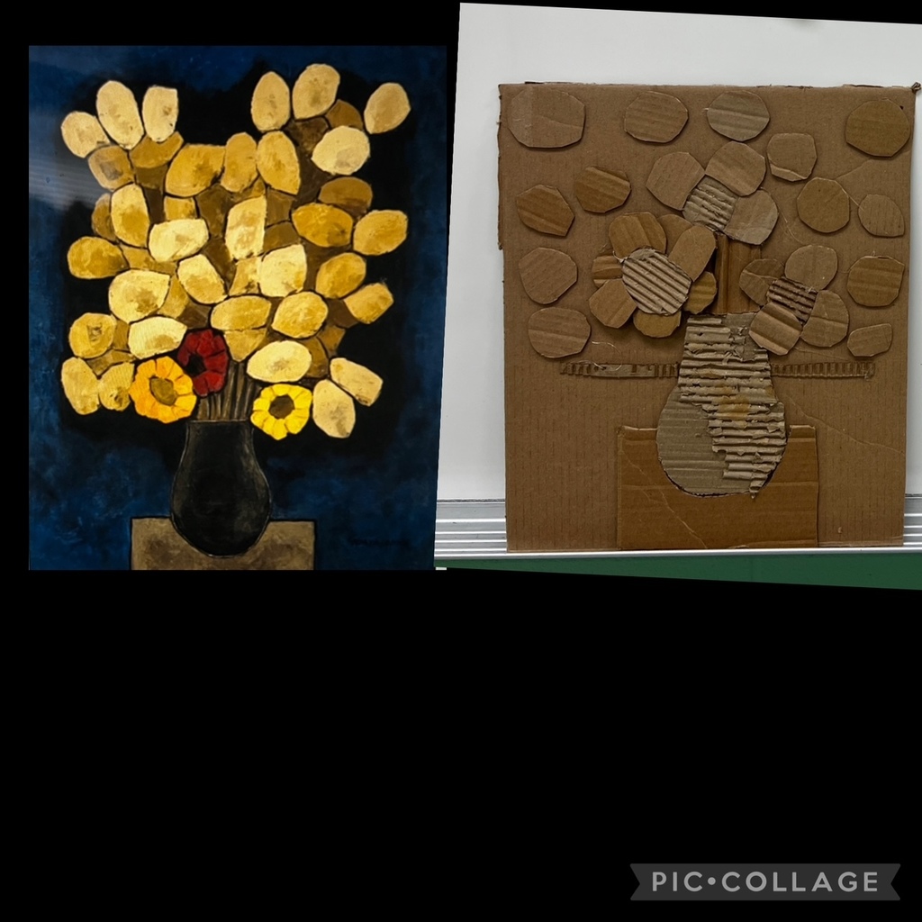 For Hispanic Heritage Month (Sept. 15- Oct. 15), students researched a hispanic artist and created a portrait of them, or recreated one of their works of art, using cardboard!   Other classes learned the history of alebrijes- spirit animals- and created their very own alebrije using paper mache.