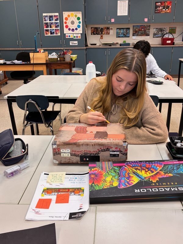 Check out what the NHS art department has been working on for a contest with Crosley Custom Record player.  Students in Mrs. Hipp's Painting and Ms. Boyer's Advanced Drawing Banded together to design the record player. We are going to need your help Starting November 3rd-7th with daily voting so we can win our region to get in the finals.   You can help right now...every like on this post also counts as a vote!  #CrosleyCustomCruiser2025