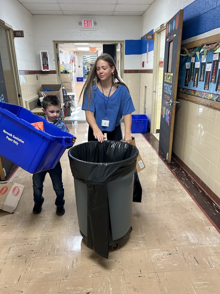 Mrs. Sarah Smith’s kindergarten class is leading the school this week.  On Tuesday Harper Smith and Sophia Ramos Cruz helped Mr.Moore lead the announcements. On Tuesday Oliver Compton assisted TLC student Reagan, Dakoda Orndorff assisted TLC student Casey and Jensen Armstrong assisted TLC student Gavin in collecting the recycling from each classroom. On Wednesday, Camden Jenkins and Valeria Mina Cruz lead the announcements. 