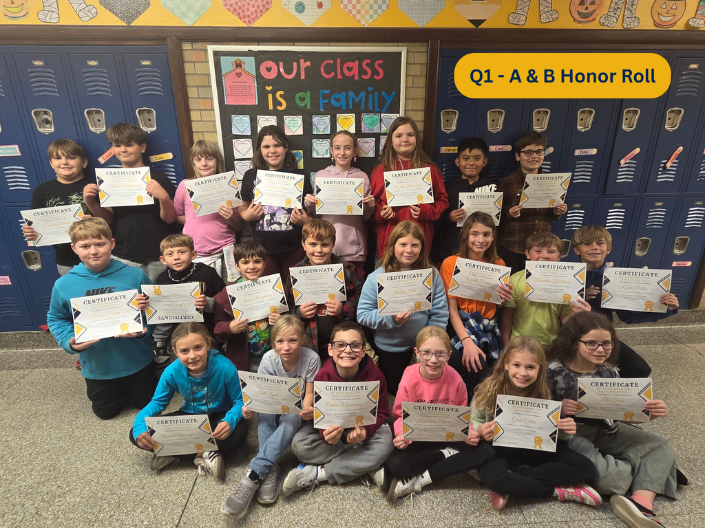 Students from 4th Grade White were recognized for their Quarter 1 achievements: Perfect Attendance, A & B Honor Roll, and All A Honor Roll. Great job students!