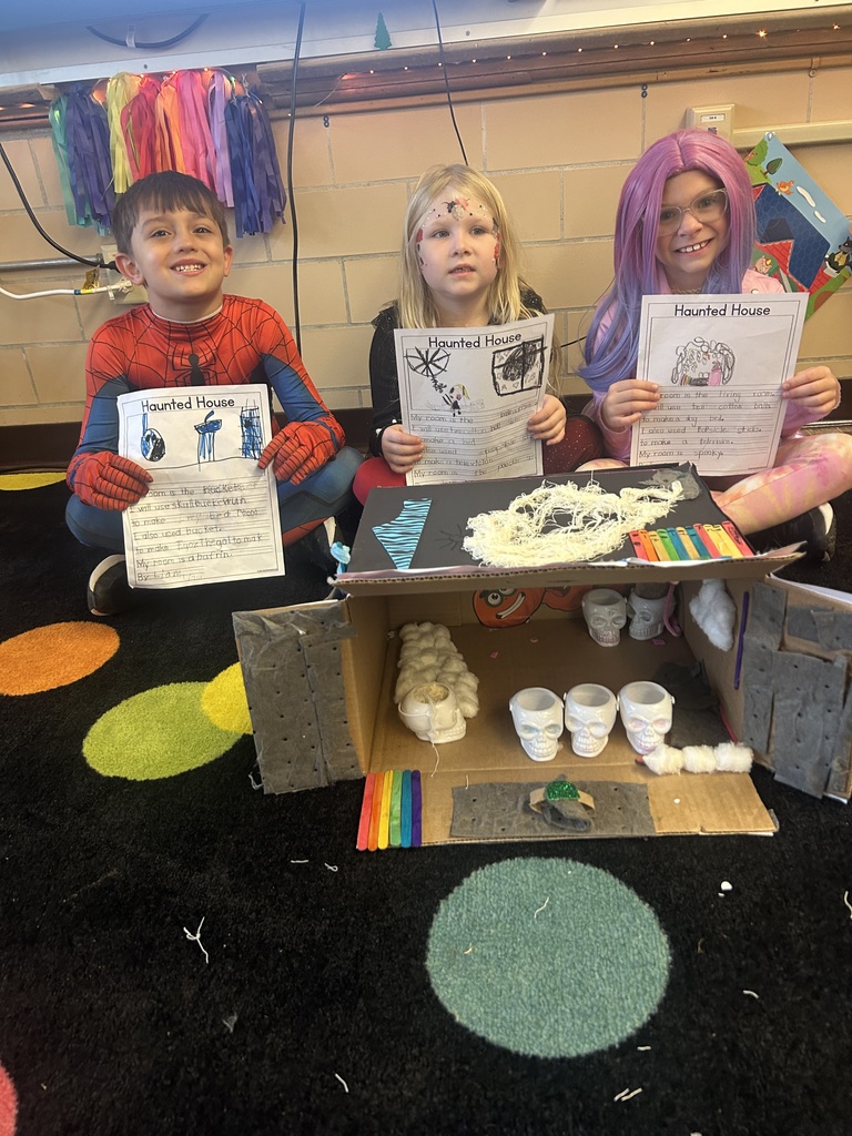 Students in Mrs. Cannon’s class learned all about buildings and materials this week. They used their imagination to construct their own haunted houses with some spooky materials! Happy Halloween! 🎃 Students in Mrs. Cannon’s class learned all about buildings and materials this week. They used their imagination to construct their own haunted houses with some spooky materials! Happy Halloween! 🎃
