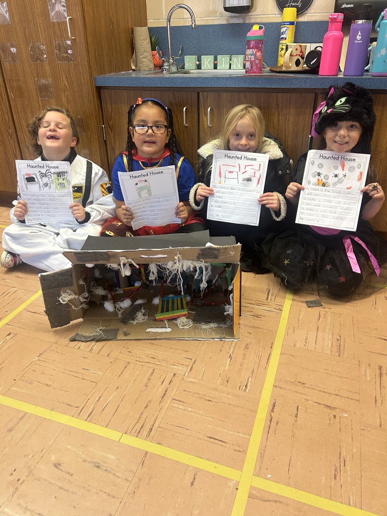Students in Mrs. Cannon’s class learned all about buildings and materials this week. They used their imagination to construct their own haunted houses with some spooky materials! Happy Halloween! 🎃