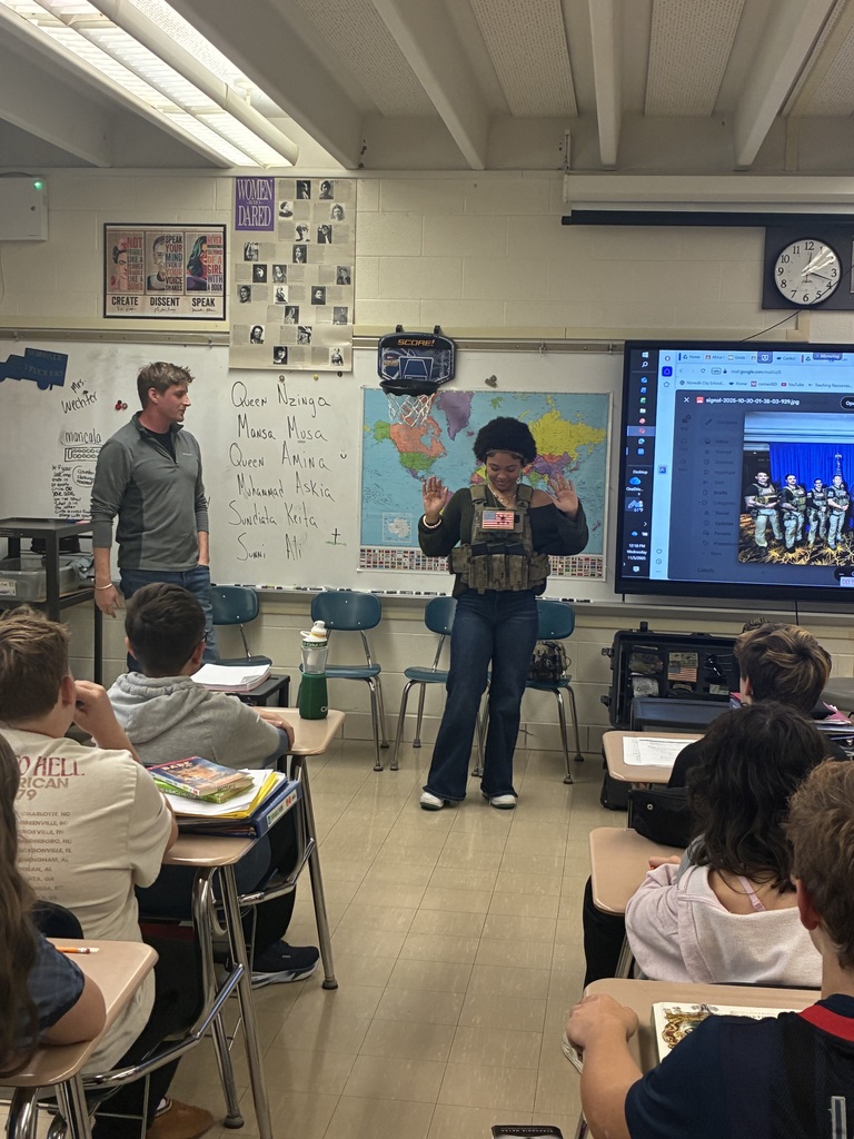 NMS students got an early treat with a visit from an active duty member of our military.