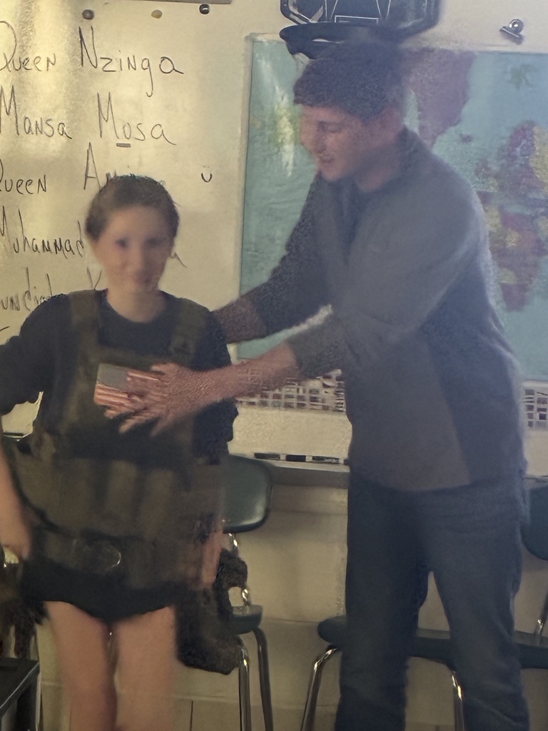 NMS students got an early treat with a visit from an active duty member of our military.