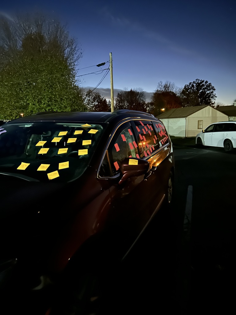 Maplehurst staff would like to thank all the parents who took the time to come for parent teacher conferences this week, we appreciate you. We would also like to thank Taqueria La Michoacana for providing the opportunity for staff and families to purchase dinner throughout the evening. Unfortunately for some, it appears there was a sticky note bandit who thought some vehicles could use a little more color.