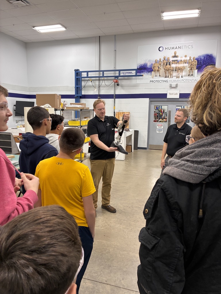 High School robotics class touring Humanetics in Huron on Monday 11/17..  Students toured the facility where over 90% of the world's crash test dummies are designed, engineered, & manufactured.