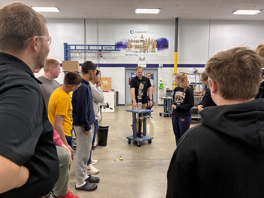 High School robotics class touring Humanetics in Huron on Monday 11/17..  Students toured the facility where over 90% of the world's crash test dummies are designed, engineered, & manufactured.