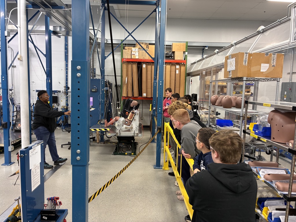 High School robotics class touring Humanetics in Huron on Monday 11/17..  Students toured the facility where over 90% of the world's crash test dummies are designed, engineered, & manufactured.