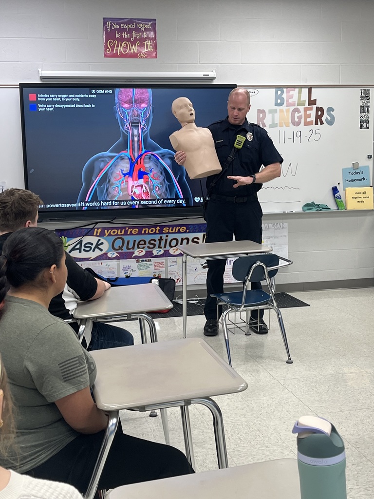 Student's in Katie Seitz's Health classes got hands on experience with CPR/AED practice thanks to Ryan Houghtlen and Kevin McGraw from the Norwalk Fire Department.
