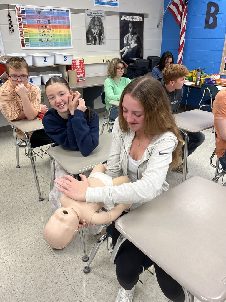 Student's in Katie Seitz's Health classes got hands on experience with CPR/AED practice thanks to Ryan Houghtlen and Kevin McGraw from the Norwalk Fire Department.