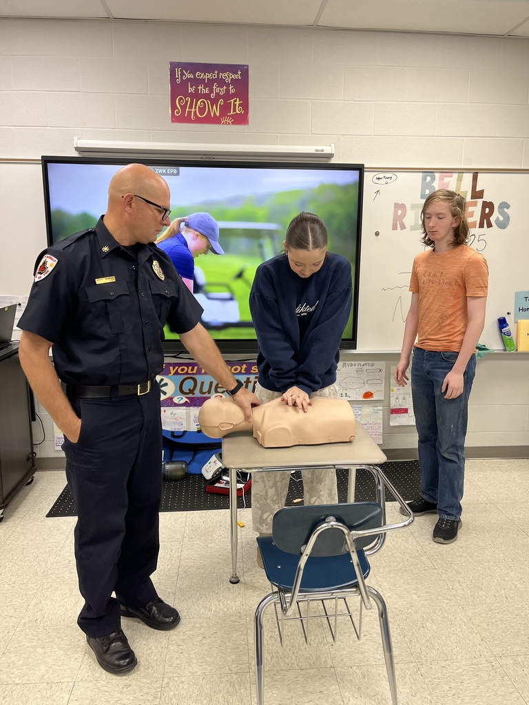 Student's in Katie Seitz's Health classes got hands on experience with CPR/AED practice thanks to Ryan Houghtlen and Kevin McGraw from the Norwalk Fire Department.