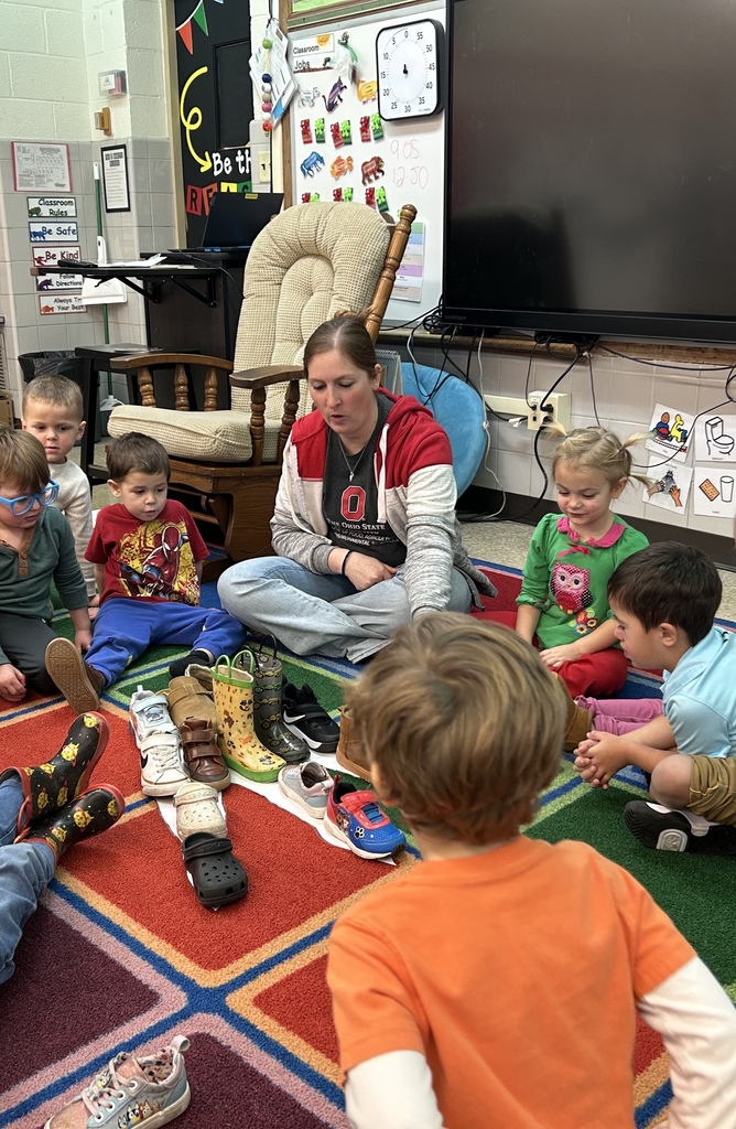 Preschool students from Mrs. Golden and Mrs.Lesch’s class had a guest visitor, Mrs.Jude, come to class and talk about dinosaurs. The first lesson a couple of weeks ago, the students learned the names of dinosaurs, what they ate and how big they really were. She brought  a life size paper foot of a T-Rex and the students each put one shoe inside the foot to see how many shoes it would take to fill it. Fridays lesson enabled them to be paleontologists, each student used a brush and toothpick to dig for dinosaur bones, each student excitedly and successfully found a dinosaur! Thank you to Mrs. Jude for a fun and educational experience. 