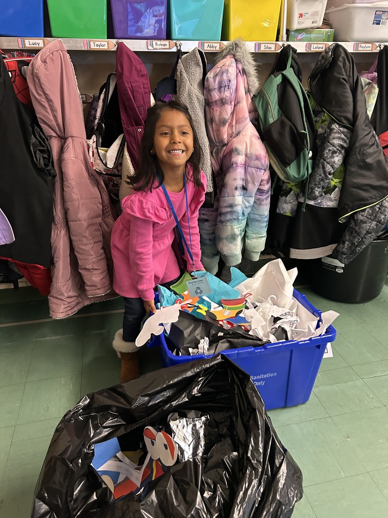 This week at Maplehurst Ms. Kaitlyn Smith's class are the leaders. Students helped collect the recycling today from each classroom with the TLC students.