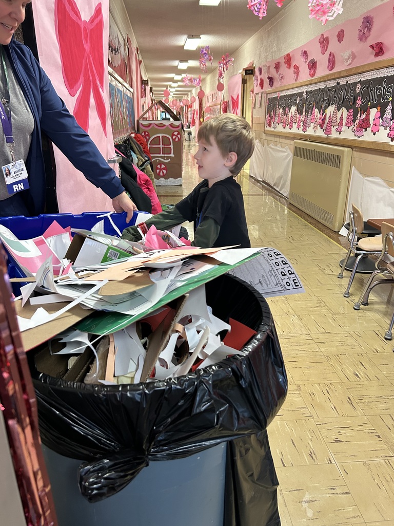 This week at Maplehurst Ms. Kaitlyn Smith's class are the leaders. Students helped collect the recycling today from each classroom with the TLC students.