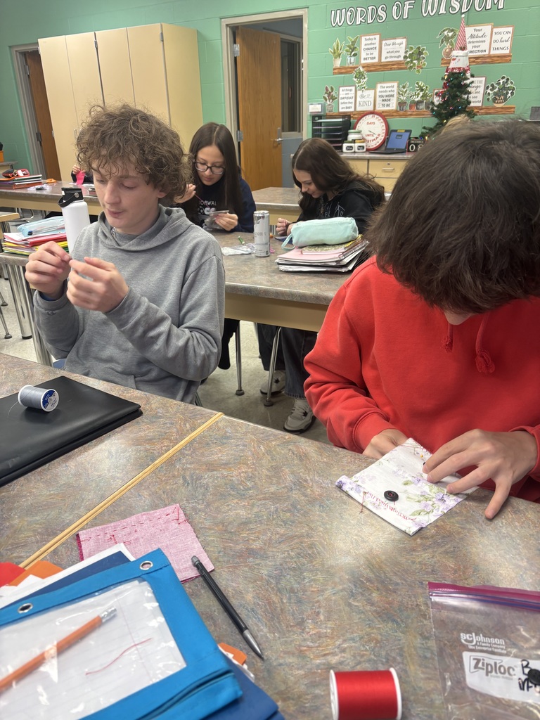 Mrs. Schlotterer’s Independent Living classes have been learning basic hand sewing techniques such as a running/basting stitch, a backstitch, a whipstitch, and how to sew on a button.