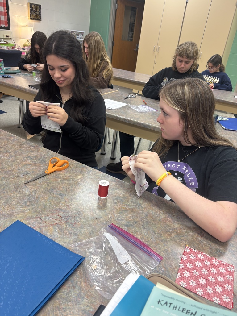 Mrs. Schlotterer’s Independent Living classes have been learning basic hand sewing techniques such as a running/basting stitch, a backstitch, a whipstitch, and how to sew on a button.