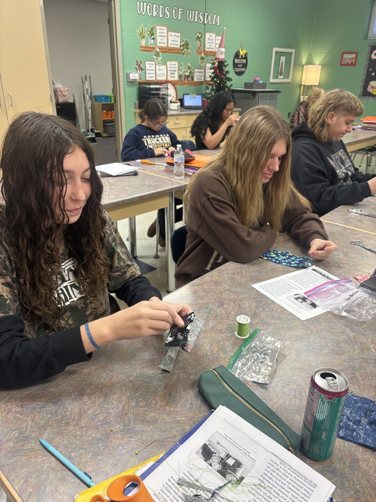 Mrs. Schlotterer’s Independent Living classes have been learning basic hand sewing techniques such as a running/basting stitch, a backstitch, a whipstitch, and how to sew on a button.