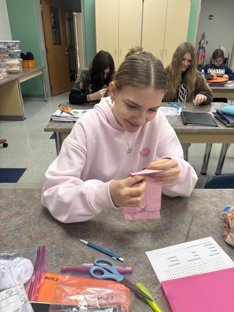 Mrs. Schlotterer’s Independent Living classes have been learning basic hand sewing techniques such as a running/basting stitch, a backstitch, a whipstitch, and how to sew on a button.