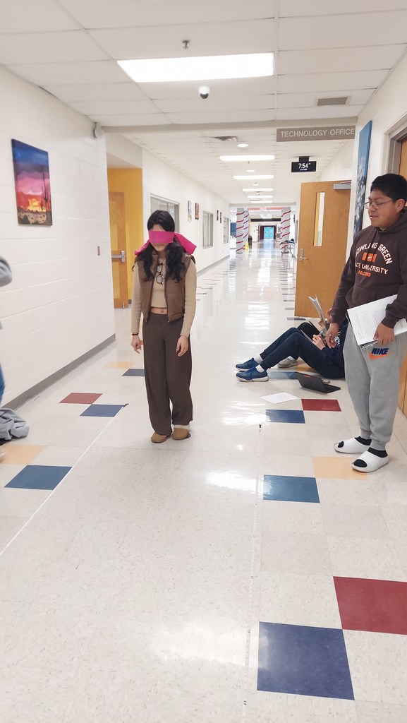 CCP Stats did an experiment today to determine if you really walk in circles when you are lost. Students were blindfolded and challenged to walk as far as they could before they went out of bounds. 