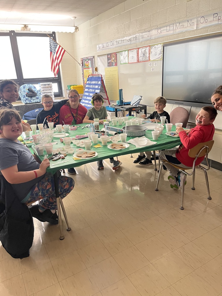 Mrs. Lambert's class making gingerbread men today!!